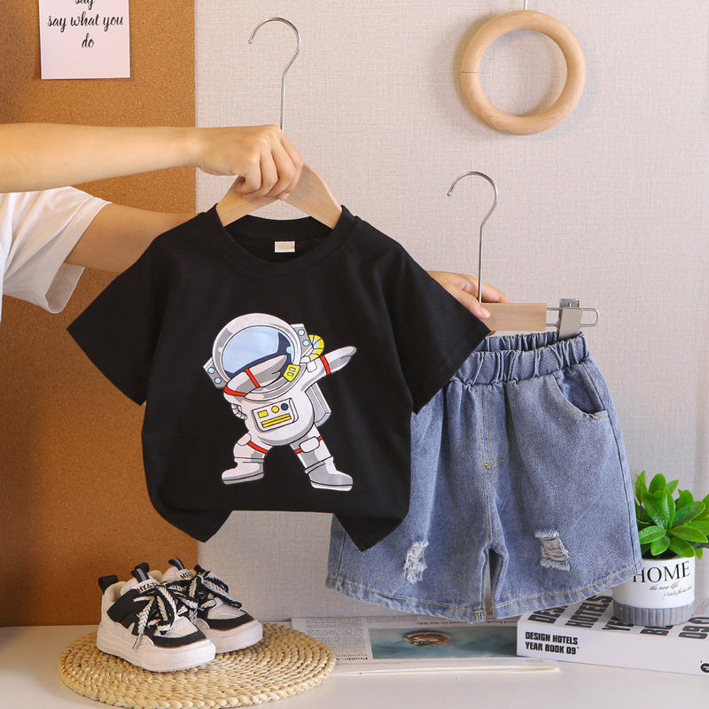 Short-Sleeve Sports Outfit 2026 New Style Children's Boys' Summer Thin Stylish Fashionable Trendy Clothes