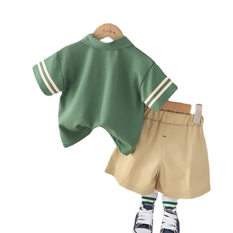 New Summer Short-Sleeve Outfits for Young Children 0-4 Years Old, Polo Shirts, Casual Two-Piece Sets, Wholesale from Foreign Trade Manufacturers