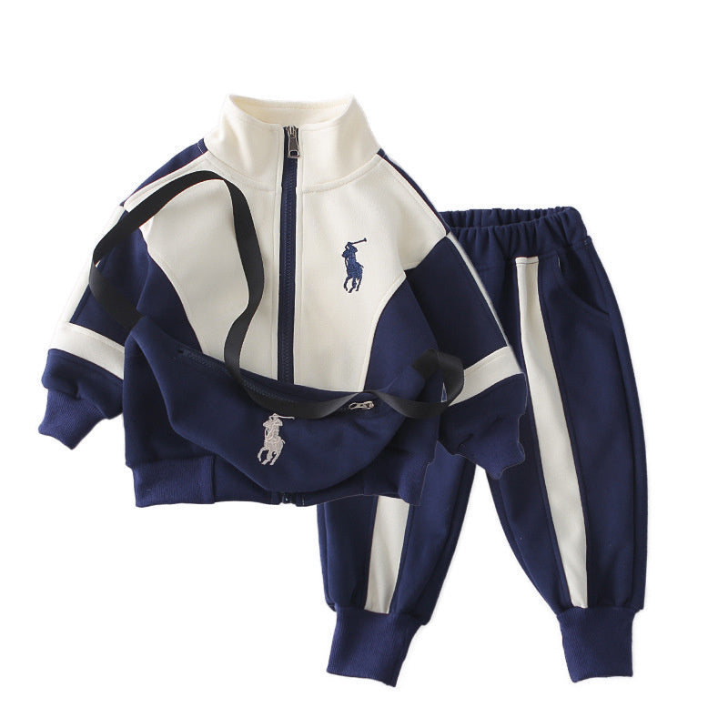 Children's Spring and Autumn Outfit for Boys 2026 New Clothes Baby Boy Cardigan Korean Style Jacket Sports Two-Piece Set Trendy