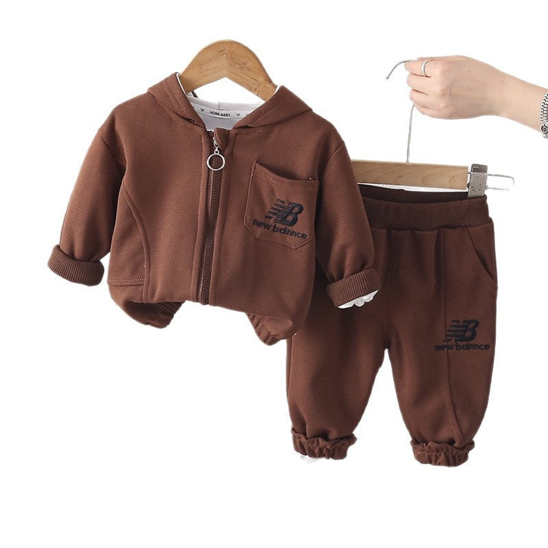 Boys' Autumn Outfit 2026 New Style Baby Boy Spring Casual Letter Print Long Sleeve Two-Piece Set for Infants and Toddlers