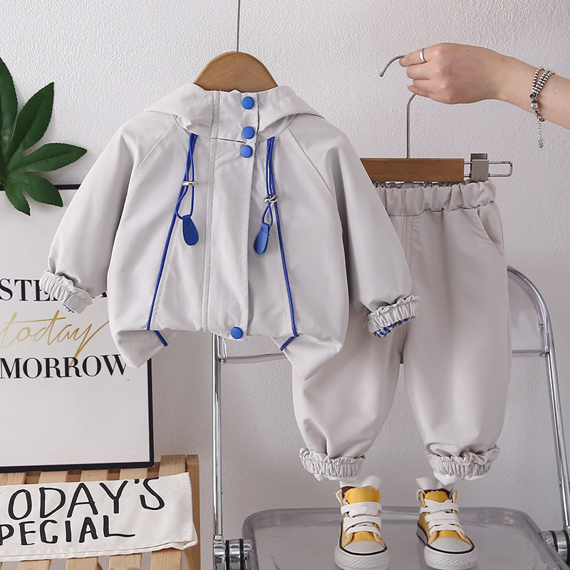 Boys' Outfit 2026 New Style Baby Spring and Autumn Striped Jacket Two-Piece Set Stylish Children's Clothing Trendy Kids' Wear
