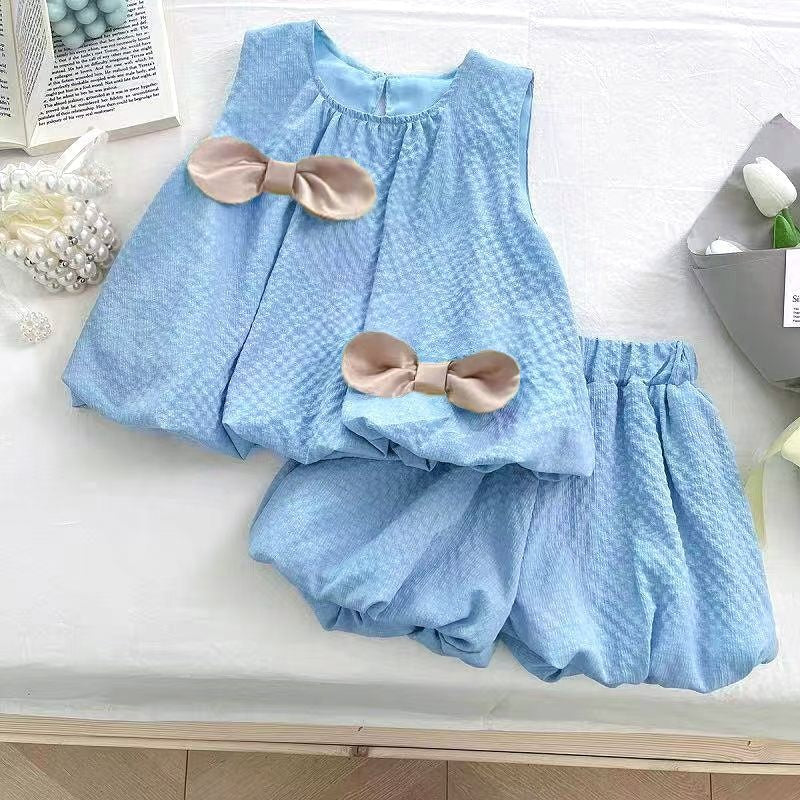 Cross-border children's clothing Girls' summer short sleeved skirt two-piece set