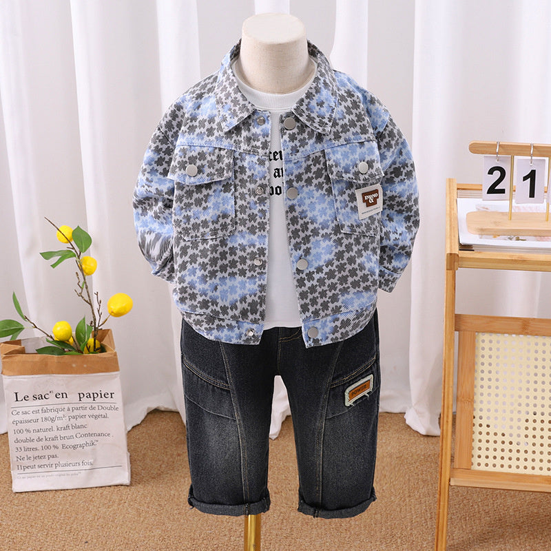 Children's Outfit 1-2-3-4 Years Old Kids' Clothing Autumn Toddler Boys Denim Clothes Baby Three-Piece Set
