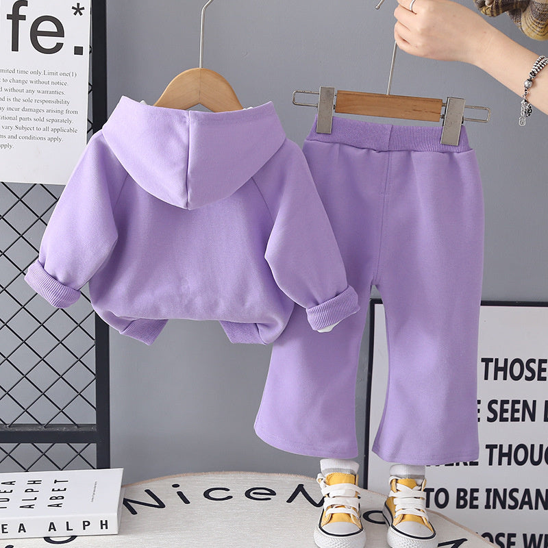Children's Clothing Girls' 2026 Spring and Autumn New Style Toddler Fall Outfit Baby Bell-Bottom Pants Three-Piece Set