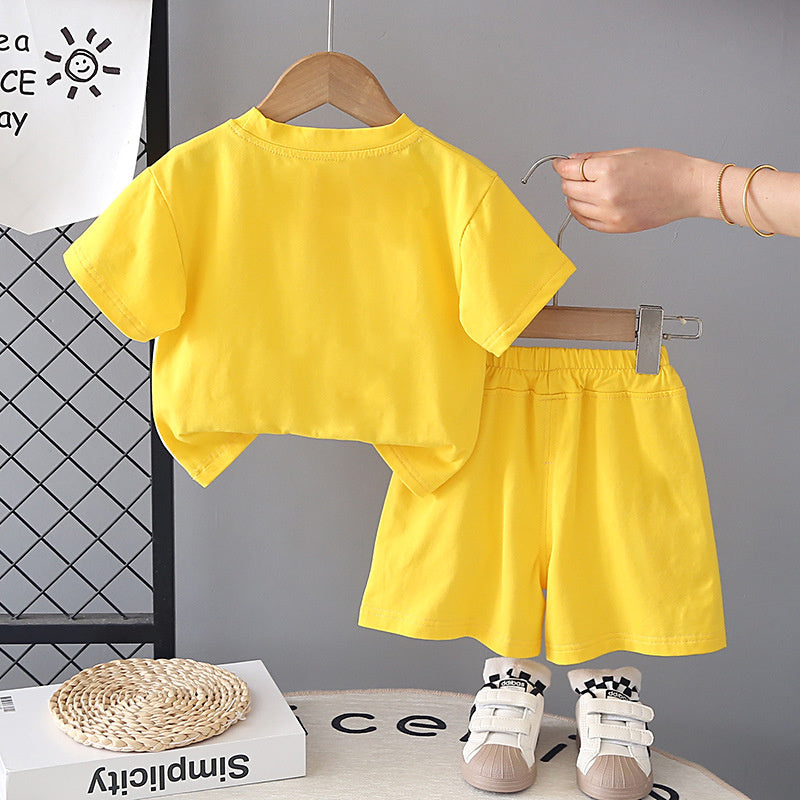 Summer Outfit Big Bear Short Sleeve 2026 New Trendy Boys' Baby Clothes Fashionable Children's Two-Piece Set