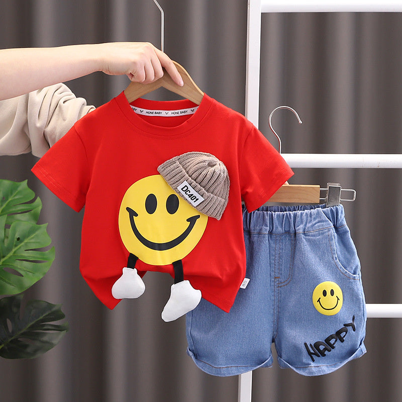 New summer clothes children's clothing, boys' suits for ages 3 and a half, 5-year-old little boys, 1-year-old baby clothes, 2-piece striped trendy outfits