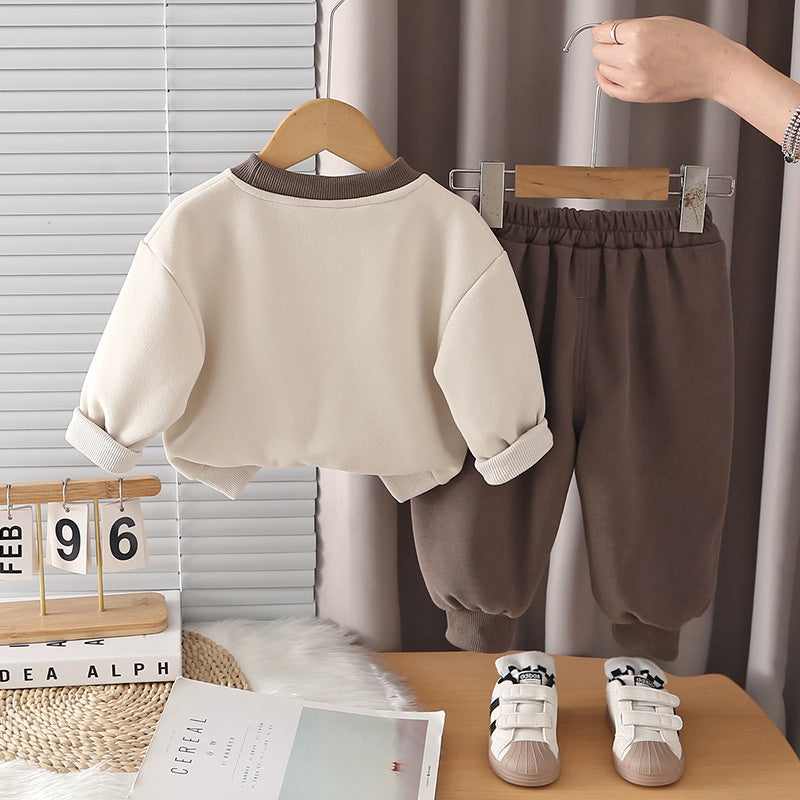 Boys' Outfit 2026 New Style Baby Boy Autumn Cartoon Car Two-Piece Set Clothes Infant Sweatshirt and Pants