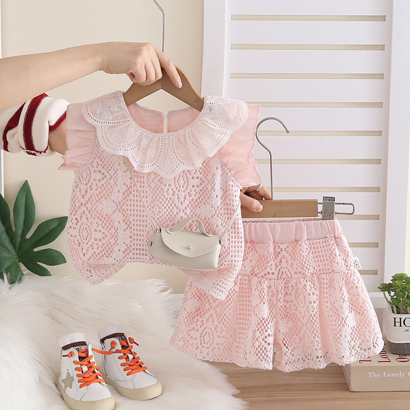Girls' Outfit 2026 New Style Baby Children's Summer Clothes Cute and Stylish Doll Collar Sleeveless Two-Piece Set Trendy