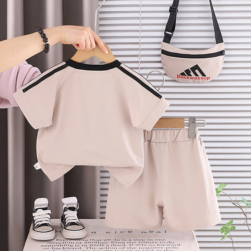 Boys' children's outfit 2026 new stylish baby summer short-sleeve clothes fashionable two-piece set