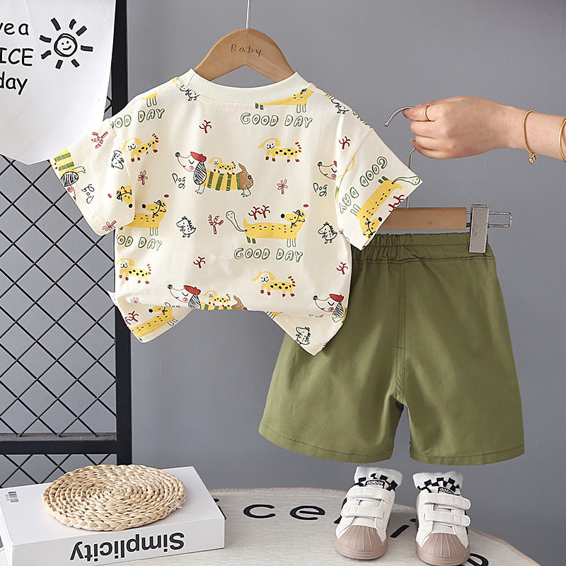 Boys' Short-Sleeve 2026 New Style Baby Summer Infant Children's Cartoon Clothes Two-Piece Set Wholesale