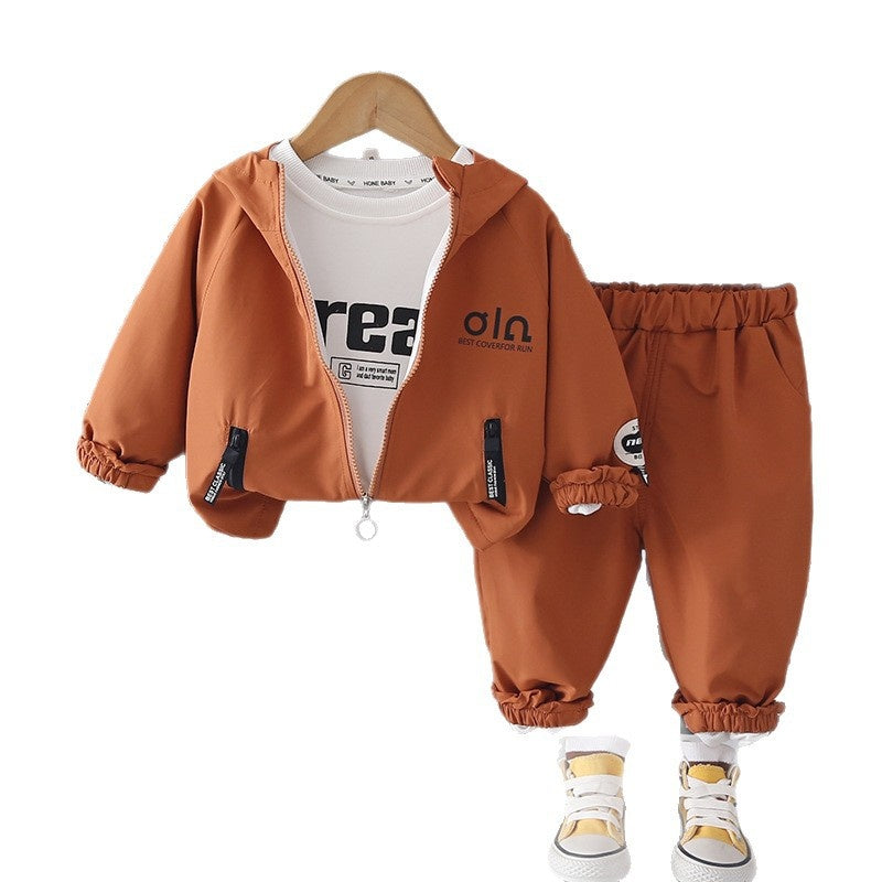 Boys' Suit 2026 New Spring and Style Children's Fashionable Casual Baby Autumn Sports Jacket Three-Piece Set Trendy