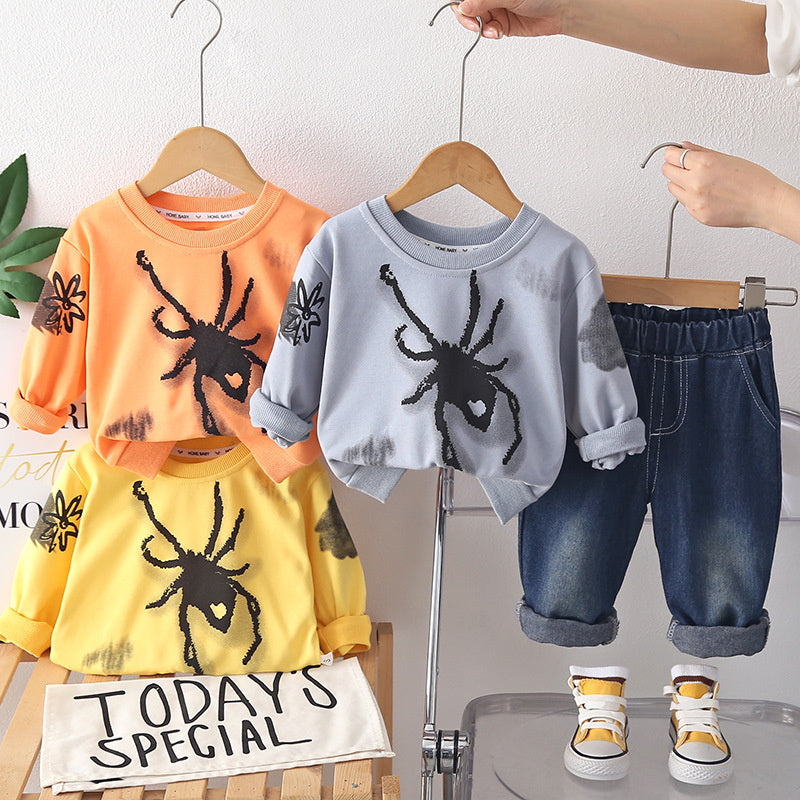 2026 Boys' Outfit Set Children's Autumn Clothing Stylish Spring Outfits for 1-6 Year Olds Cartoon Sweatshirt Baby Trend
