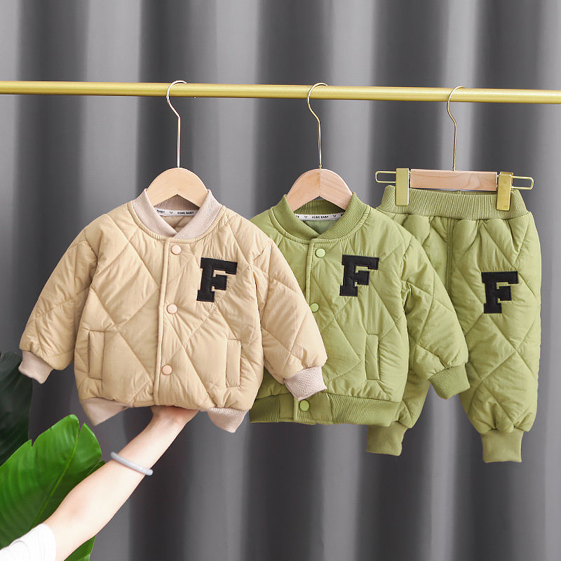 Boys' Thickened Children's Winter Letter Cotton Jacket 2022 New Fashionable Baby One-Piece Dropshipping