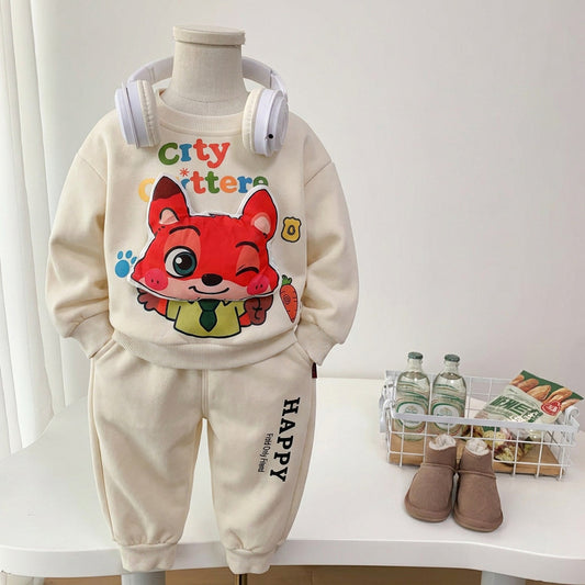 Boys' Outfit 2026 New Fashionable Cartoon Doll Two-Piece Set for Boys, Trendy Cool Spring and Autumn Clothing
