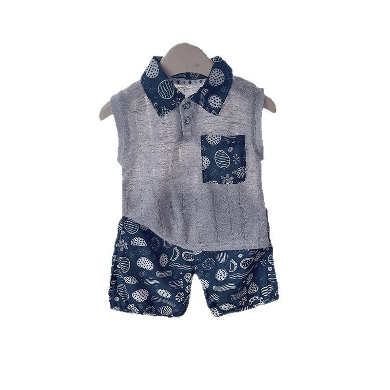 Boys' Vest 2026 New Trendy Children's Thin Summer Outfit Hollow Sleeveless Two-Piece Set