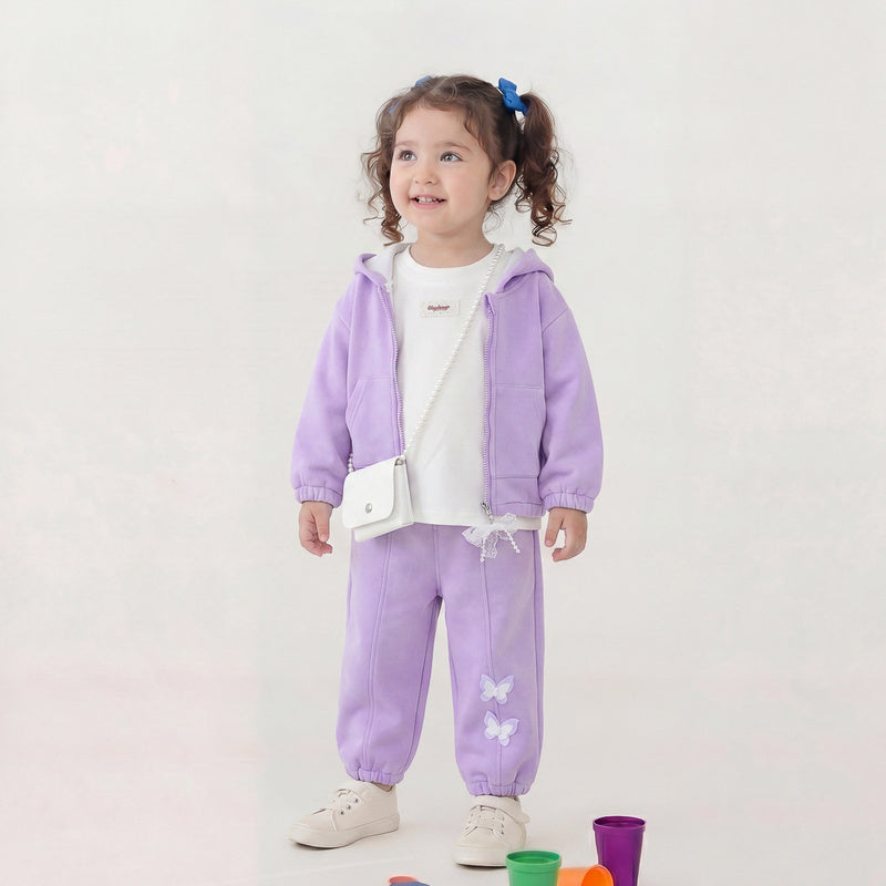 Girls' Outfit 2026 New Korean Style Children's Lace Butterfly Dress Baby Girl Autumn Casual Three-Piece Set