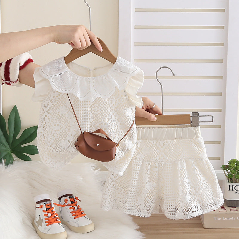 Girls' Outfit 2026 New Style Baby Children's Summer Clothes Cute and Stylish Doll Collar Sleeveless Two-Piece Set Trendy