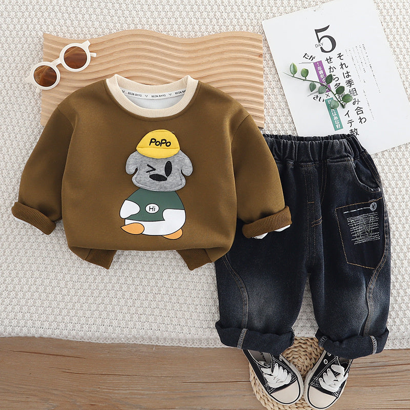 Boys' Outfit Hat Bear Set 2025 New Children's Clothing 0-4 Years Old 2 Baby Spring Autumn Clothes Toddler