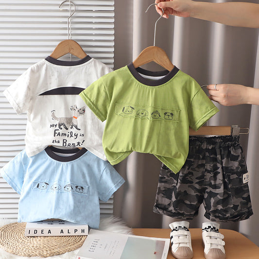 Boys' Suit 2026 New Cute Puppy Two-Piece Set Baby Short-Sleeve Thin Summer Clothes Trendy