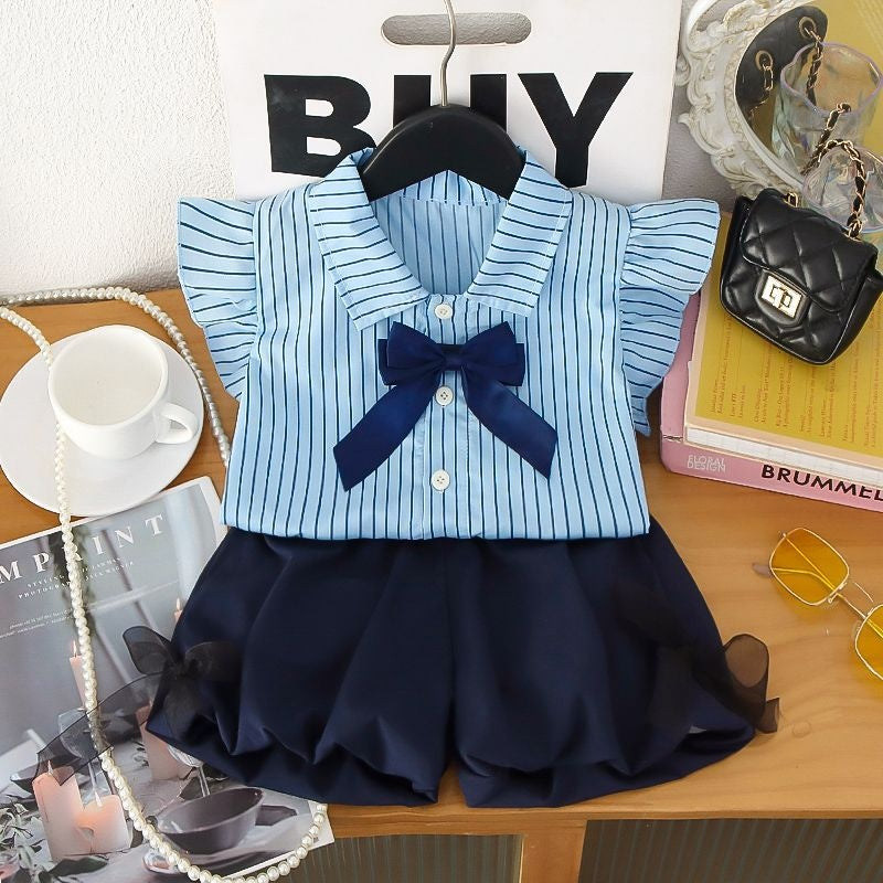 Cross-border children's clothing Girls' summer short sleeved skirt two-piece set