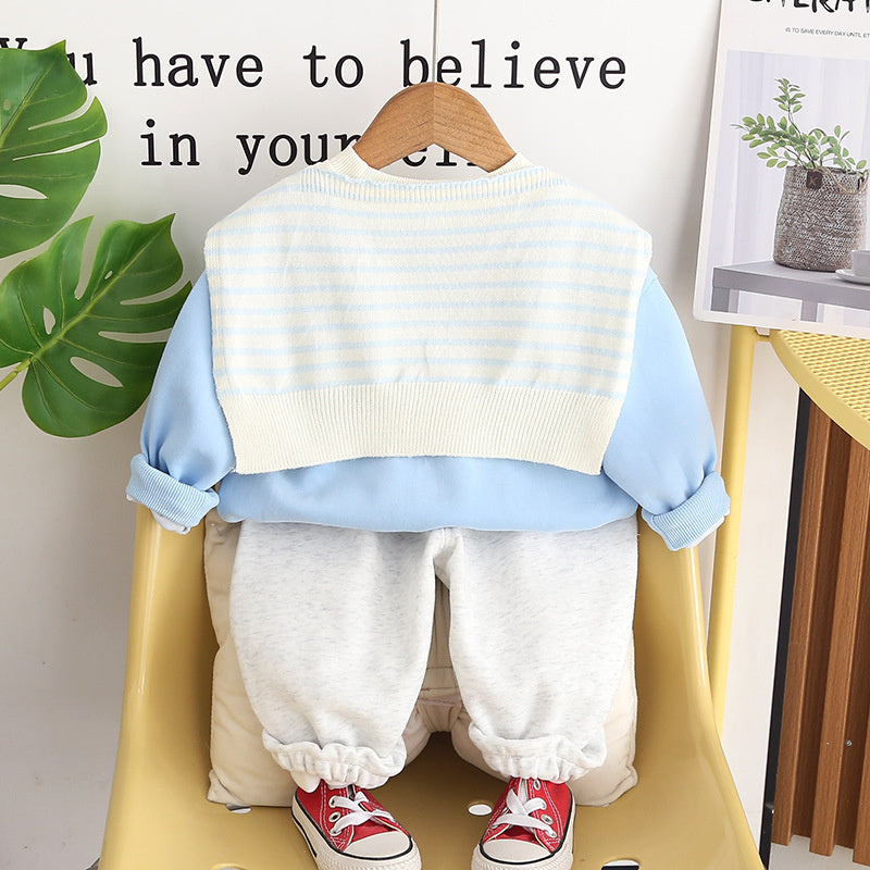 Boys' Outfit, Toddler Baby Spring and Autumn Shawl Two-Piece Set, 2026 New Sweatshirt for 1-3 Year Old Children's Clothing