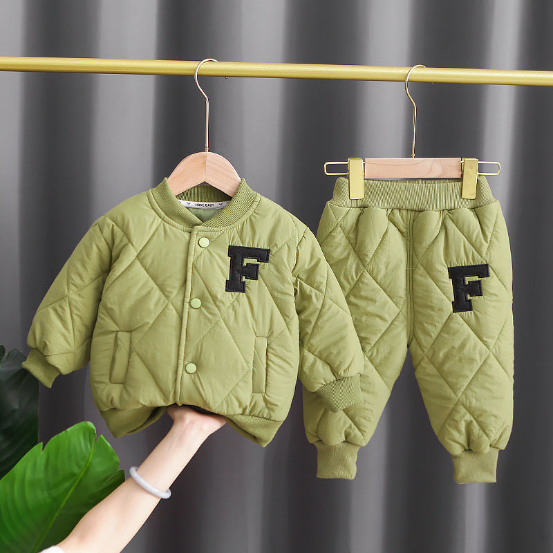 Boys' Thickened Children's Winter Letter Cotton Jacket 2022 New Fashionable Baby One-Piece Dropshipping