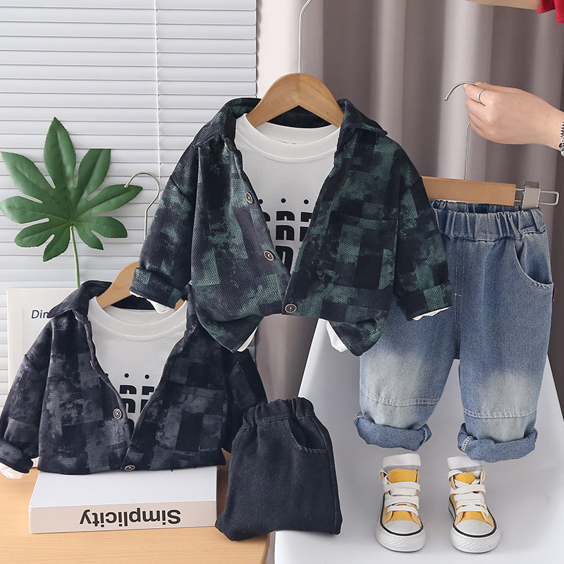 Baby Fluorescent Pattern Suit, Stylish Clothing, and Autumn Infant 2026 New Children's Wear, Boys' Spring Outfit