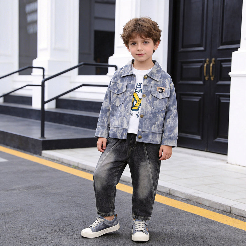 Boys' Outfit 2026 New Fashionable Camouflage Three-Piece Set for Children, Baby's Spring and Autumn Casual Trendy Jacket