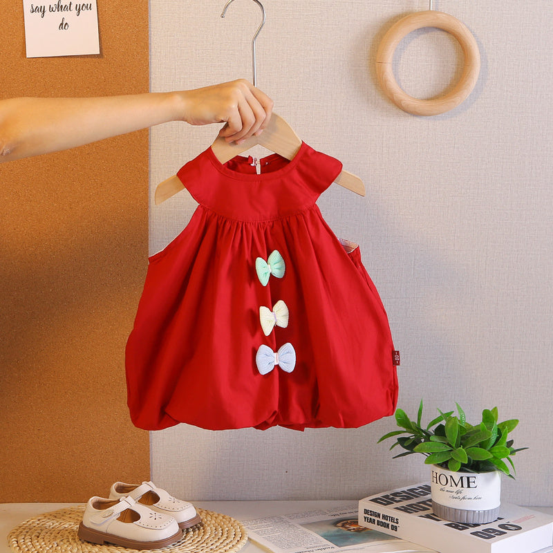 Girls' Princess Stylish Baby 2026 New Summer Infant Toddler Halter Neck Bowknot Flower Dress