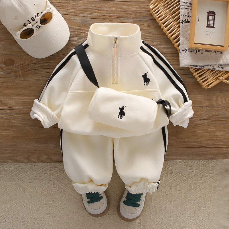 Outfit 2025 New Model for Young Middle-aged Children Spring and Autumn Embroidered Bag Two-piece Set Boys' Sportswear Trendy