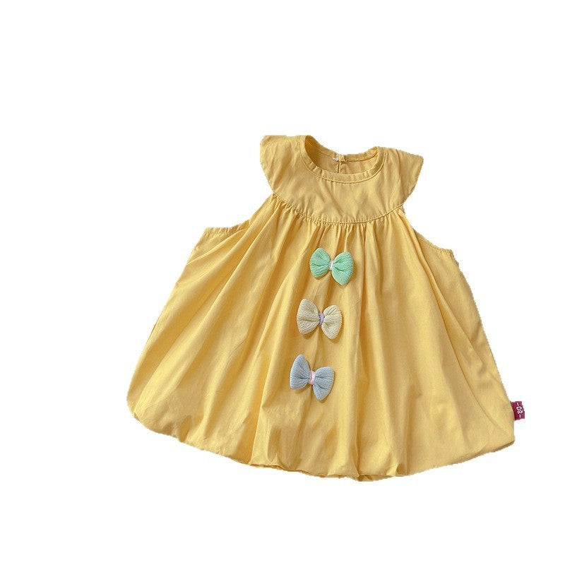 Girls' Princess Stylish Baby 2026 New Summer Infant Toddler Halter Neck Bowknot Flower Dress