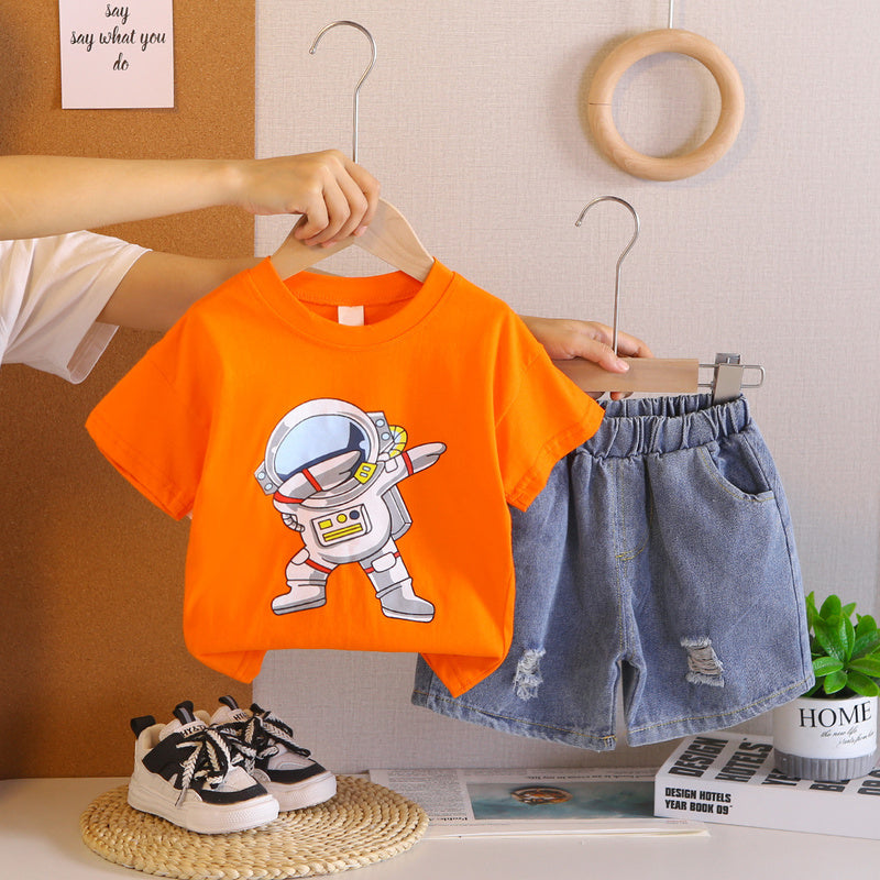 Short-Sleeve Sports Outfit 2026 New Style Children's Boys' Summer Thin Stylish Fashionable Trendy Clothes