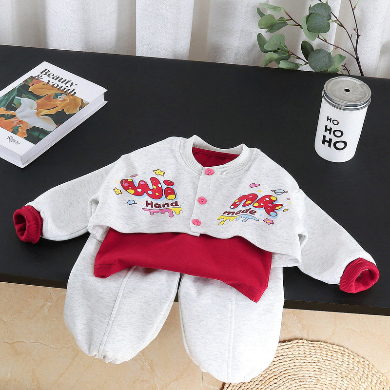 Girls' Outfit 2026 New Fashionable Colorful Letter Three-Piece Set for Children Baby Spring and Autumn Clothes Wholesale