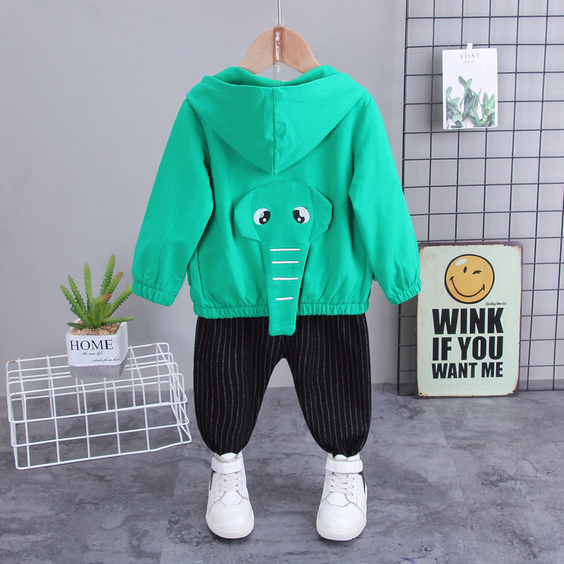 Clothing Spring Autumn Boys Korean Style Toddler and Young Children Foreign Trade Sleeve Long Pants Children's Cartoon Three-Piece Set