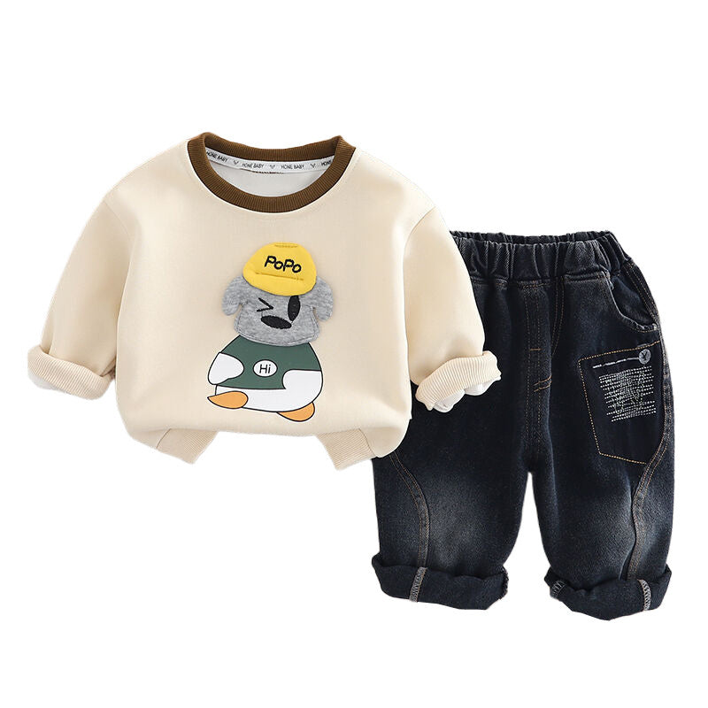 Boys' Outfit Hat Bear Set 2025 New Children's Clothing 0-4 Years Old 2 Baby Spring Autumn Clothes Toddler