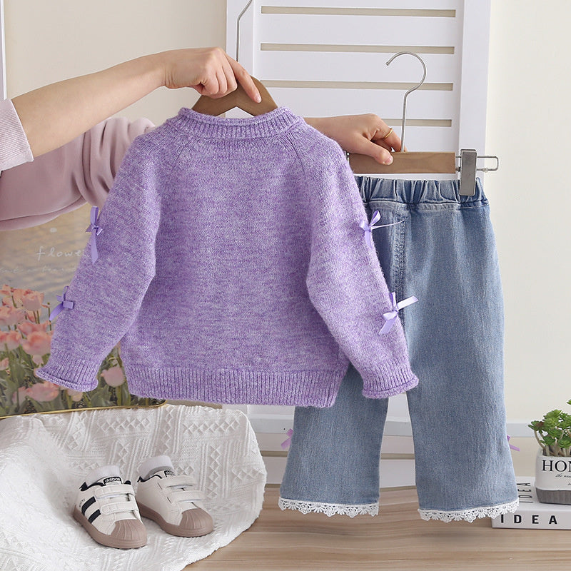 Baby and Autumn Cardigan Sweater Set 2026 New Model 3 Children's Spring Outfit Girl Infant Clothes for 1-Year-Old Girls