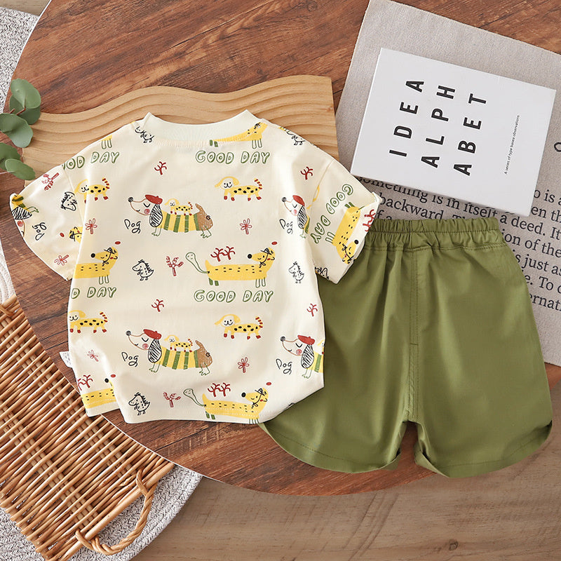 Boys' Short-Sleeve 2026 New Style Baby Summer Infant Children's Cartoon Clothes Two-Piece Set Wholesale