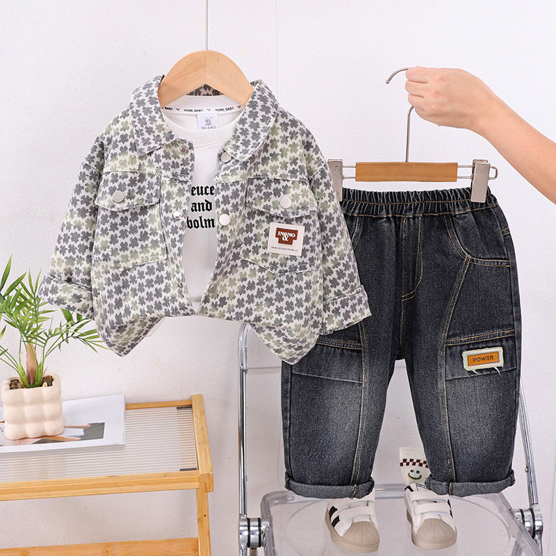 Children's Outfit 1-2-3-4 Years Old Kids' Clothing Autumn Toddler Boys Denim Clothes Baby Three-Piece Set