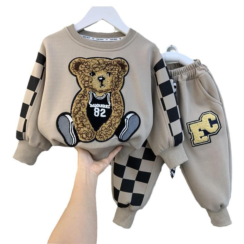 Boys' Outfit 2025 New Fashionable Baby Spring Autumn Winter Korean Style Sweatshirt Long Pants Children's Internet Celebrity Cool Kids' Clothing