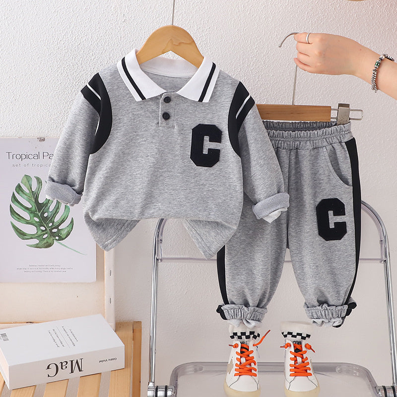 New foreign trade style boys' spring and autumn casual outfit, stylish clothes 3-year-old boys, two-piece set spring, available for dropshipping