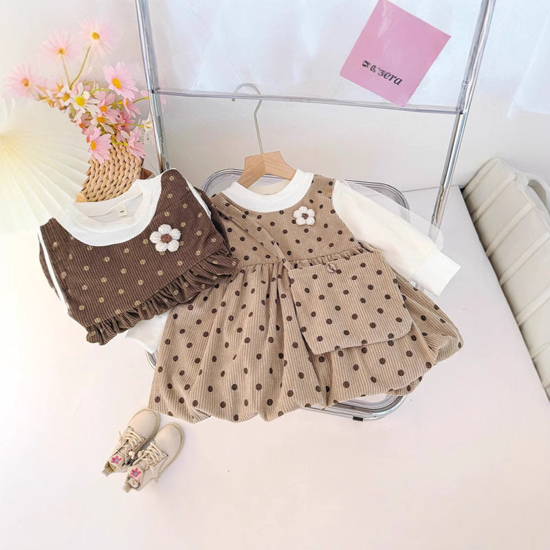 New Style Baby Long Sleeve Fake Strap Toddler Girl Little Princess Stylish Spring Autumn Dress