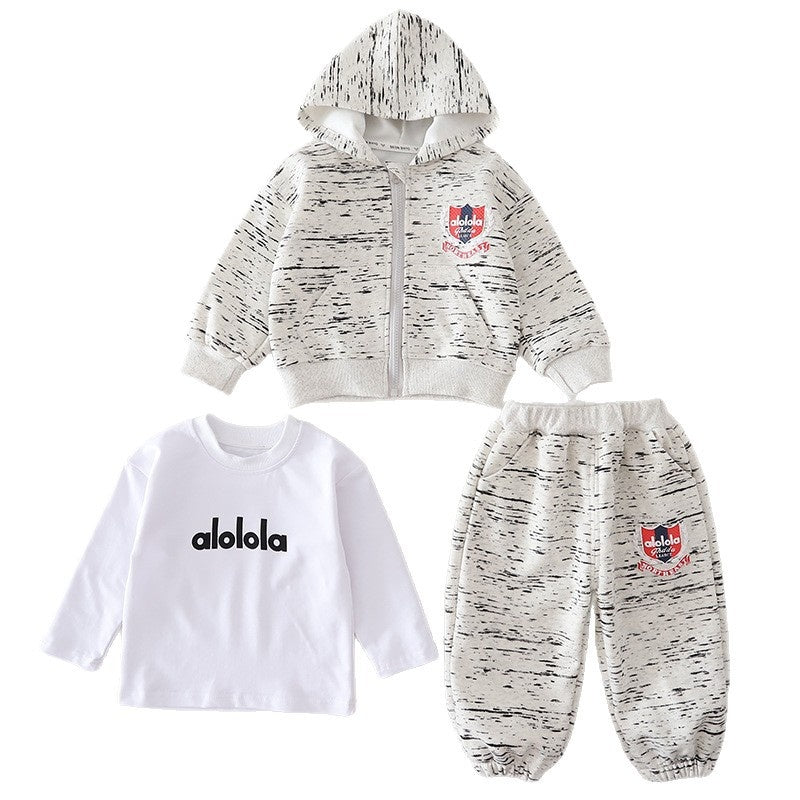 Boys' Outfit 2026 New Cool Stylish Baby Boy Hooded Three-Piece Set Spring and Autumn Children's Sportswear Trendy