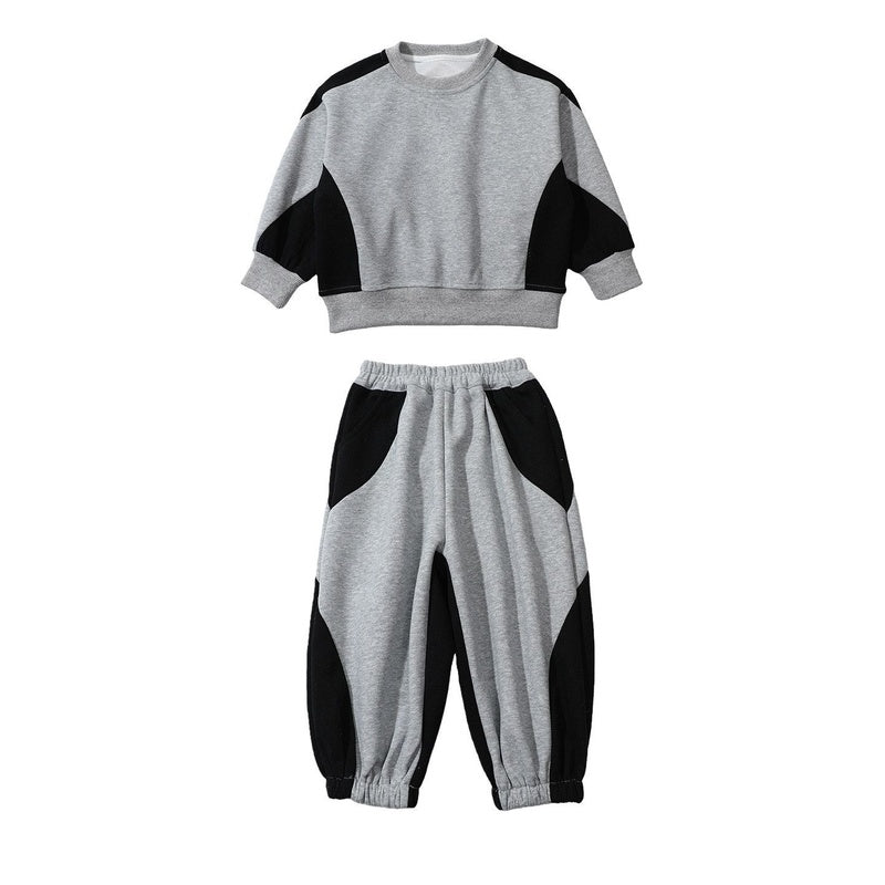 Baby girl outfit stylish infant color-blocked sweatshirt two-piece set 2026 new style girls' spring and autumn casual clothes