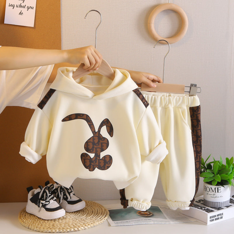 Children's Clothing Boys' Outfit New Fashionable Toddler Baby Spring and Autumn Hooded Sweatshirt Two-Piece Set Trendy Wholesale