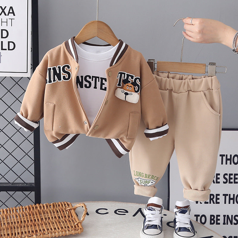 Children's Clothing Boys Outfit Stylish Baby Spring and Autumn Cute Jacket Three-Piece Set Infant Little Boy Clothes