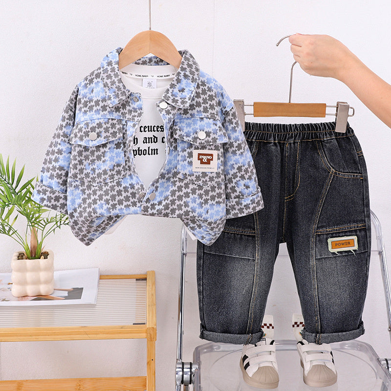 Children's Outfit 1-2-3-4 Years Old Kids' Clothing Autumn Toddler Boys Denim Clothes Baby Three-Piece Set