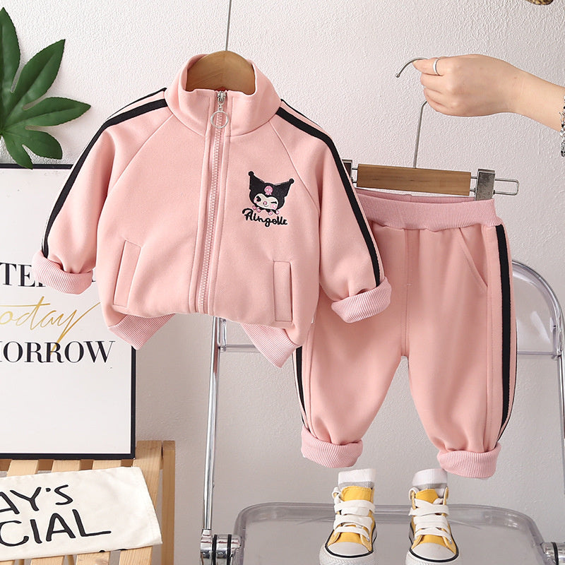 Girls' Outfit for and Autumn 2026 New Fashionable Baby Cat Two-Piece Set Children's Cartoon Girl Spring Coat