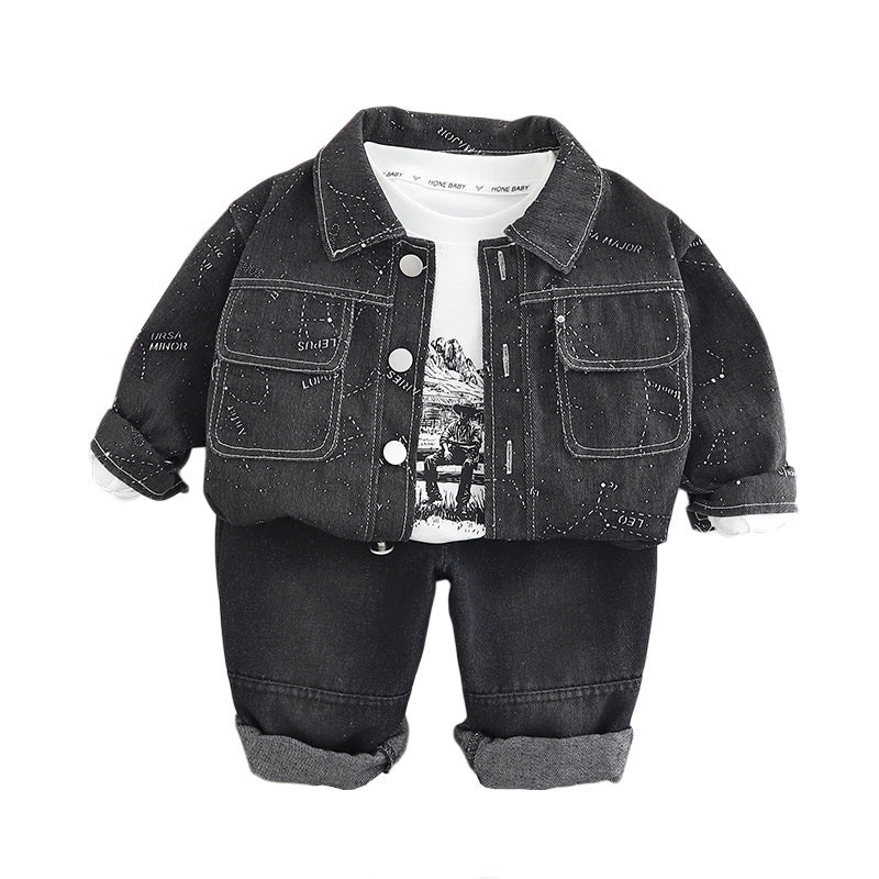 Boys' Outfit 2025 New Fashionable Baby Spring and Autumn Infant Children's Casual Three-Piece Set Trendy