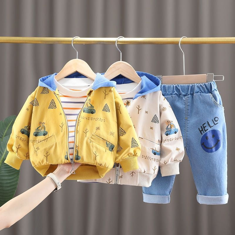 2025 New Spring and Stylish Three-Piece Set 0-4 Years Old Children's Fashion Jacket Outerwear Baby Autumn Outfit
