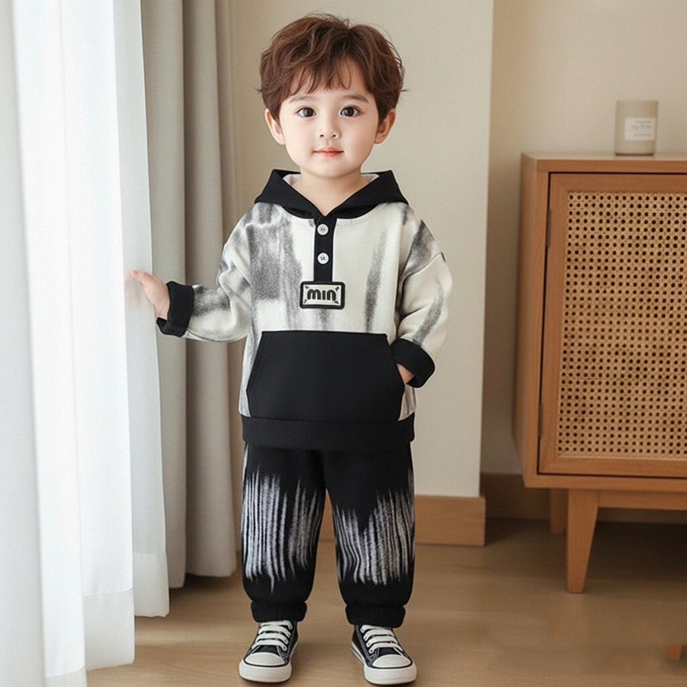 Boys' Autumn Outfit, New Spring Style for Baby Boys, Casual and Stylish Tie-Dye Hoodie Two-Piece Set